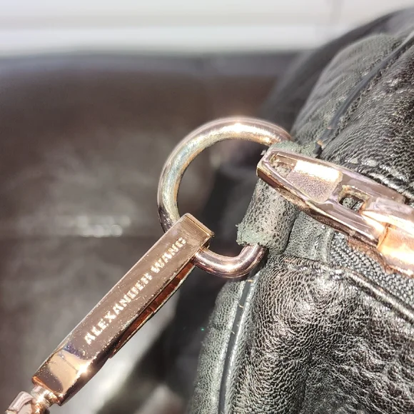 Alexander Wang Textured Black Shoulder Bag with Rose Gold Accents